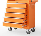 5 Drawers Rolling Tool Chest with Wheels, Portable Rolling Tool Boxes with Wheels, Tool Box Storage Cabinet with Locking System for Garage (Orange, 5 Drawers)