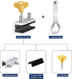 RELIANCER 8 Sets Sliding Window Locks,Aluminum Security Door Window Stoppers,Adjustable Safty Windows Lock for Horizontal & Vertical Fenster Doors,Child Proof Slider Windows Blocker for Home Safety