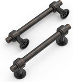 Amerdeco 10 Pack Oil Rubbed Bronze Cabinet Pulls 3.75 Inch(96mm) Hole Center Drawer Pulls Cabinet Hardware Kitchen Cabinet Handles for Bathroom ZH0069