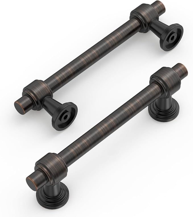 Amerdeco 10 Pack Oil Rubbed Bronze Cabinet Pulls 3.75 Inch(96mm) Hole Center Drawer Pulls Cabinet Hardware Kitchen Cabinet Handles for Bathroom ZH0069