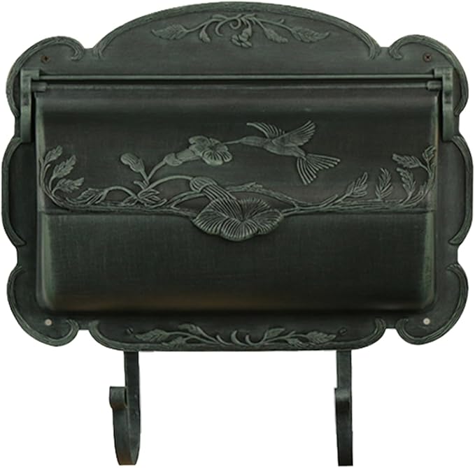 Special Lite Hummingbird Horizontal Wall Mount Mailbox - Verde Green Aluminum Mailbox for Wall Mount - SHB-1004-VG