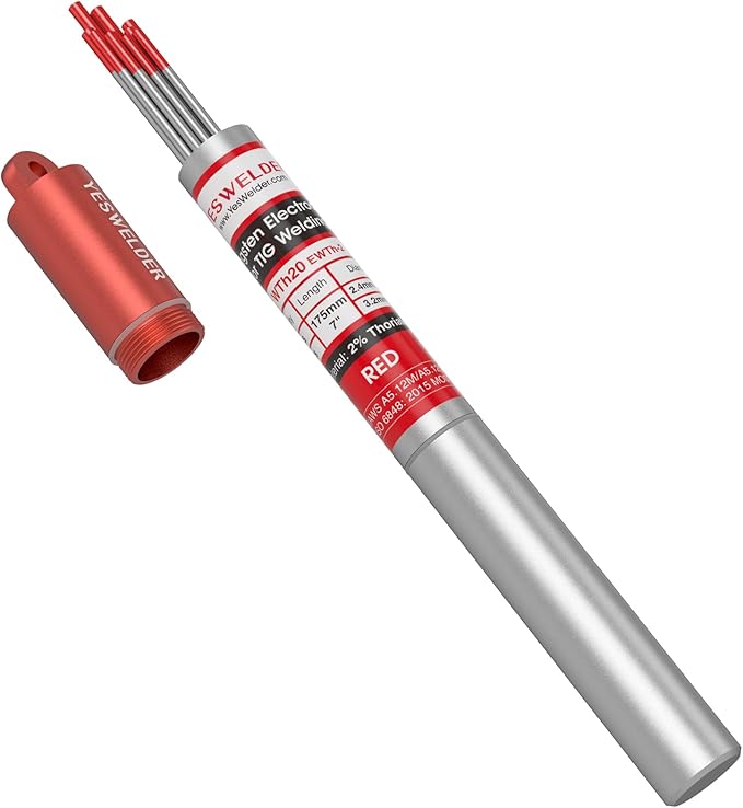 YESWELDER TIG Welding Tungsten Electrode Red Tip 5pk 3/32" & 5pk 1/8" by 7" Assorted-size (Red, WT20/EWTh-2)