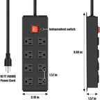 HHSOET Metal Magnetic Power Strip, 8 Outlet Mountable Socket, Wall Mount Heavy Duty Surge Protector, Catering for Your Every Need, Gaming Table Outlet with 10 FT Power Cord.(Black)