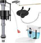 Universal Toilet Flusher Replacement Kit, Water-Saving & Height Adjustable Fill Valve, 2-Inch Flapper, Toilet Handle Lever, Quiet & Anti-Siphon Toilet Repair Kit Inside Tank (Black, 1-Pack)
