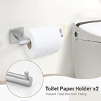 10 Pieces Bathroom Hardware Set Brushed Nickel Towel Bar Set Includes 23.6” Towel Bar, Towel Ring Holder, Toilet Paper Holder and Two Towel Hooks, Bathroom Accessories Set SUS304 Wall Mounted