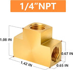 GASHER 1 Pcs Brass Barstock Tee, 1/4" x 1/4" x 1/4" NPT Female Pipe Fittings