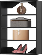 Short Tower Closet Unit, Modular Closet System, Wood Closet System Organizer with Storage for Walk In Closets, Clothing Rack Wardrobe for Hanging Clothes, Bedroom, Black, 19.5"W