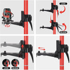 12 Ft./3.7M Professional Lasers Level Pole with Tripod, Adjustable Telescoping Pole for Leveling Tools, Multi-functional Fine-tuning Bracket with 1/4” and 5/8” Thread Adapters, Includes Carrying Bag