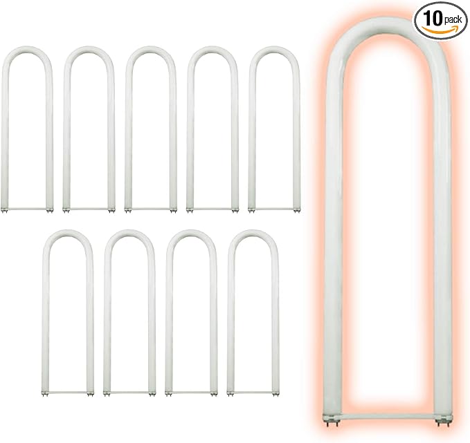 GoodBulb 28 Watt 6 Inch T8 Fluorescent U-Bend Light Bulb 3500K Neutral White Light Medium Bi-Pin Base High Output 1773 Lumens 28W 10000 Life Hours 80 CRI Pack of 10 Bulbs