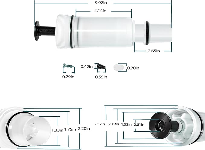 Flush Toilet Piston Replacement Parts C-100500-K Flush Valve Cartridge Assembly, for 500, 501, 501A, 501B, 503, 504 Series & M-101526-F3, M-101526-F4 Tank System Pressure Assist Repair Kit