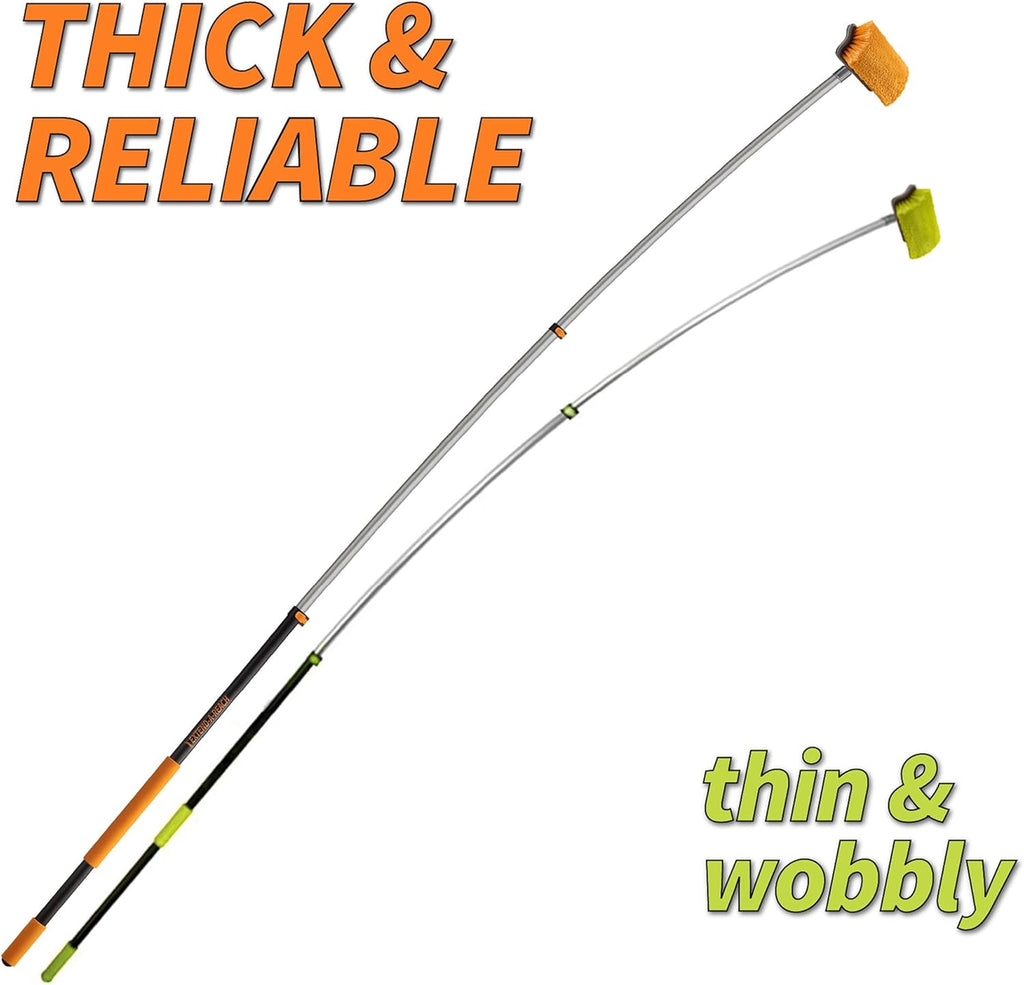 36-Foot Exterior House Cleaning Brush Set with 5-30 ft Extension Pole // Vinyl Siding Brushes with Telescopic Extendable Pole & Window Cleaning Squeegee Tool // The Ultimate Extension Scrub Brush Set