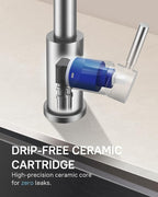 WEWE Kitchen Faucets with Pull Down Sprayer, Stainless Steel Single Handle 1 Hole for Family Kitchen Commercial Camper Laundry Rv Bar, Brushed Nickel