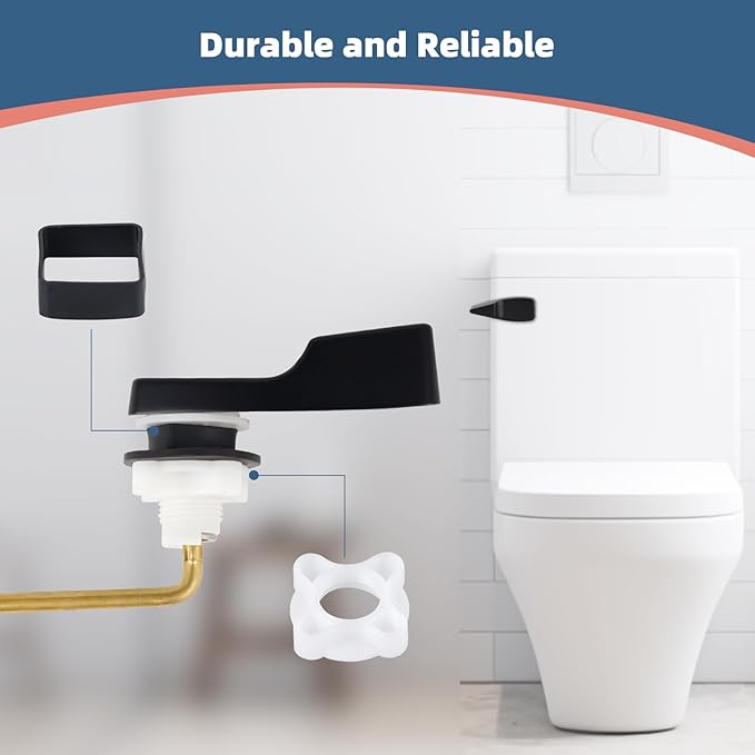 iFealClear 2 Pack Universal Toilet Handle Lever Flush Replacement, Front Mount Toilet Trip Lever Compatible with American Standard, Stainless Steel Flapper Chain, Solid Brass, Matte Black