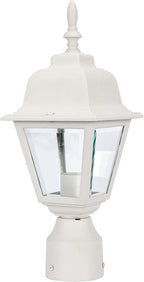 LIT-PaTH Outdoor Post Lighting Fixture Pole Lantern, E26 Medium Base Max 60W, Aluminum Housing Plus Clear Glass, Bulb Not Included, Matte White Finish, 1-Pack