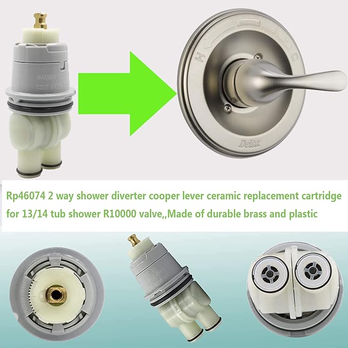 RP46074 Shower Cartridge Replacement for 13/14 Series Single Handle Bathtub Shower Faucet Replacement Parts Monitor Shower Tub Cartridge with RP22734 Bonnet Nut