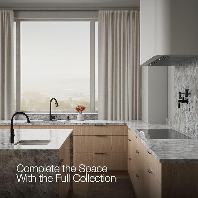 KOHLER R22867-SD-BL Maxton Pull-Down Kitchen Faucet with Soap Dispenser, Pull Down Sprayer, Matte Black