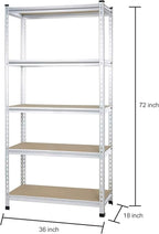 Amazon Basics Medium Duty Storage Shelving Double Post Press Board 5 Tier Shelf, Aluminum, 36 x 18 x 72
