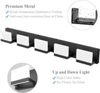 Tipace 5 Lights Modern Black Vanity Light Up and Down Black LED Vanity Light Fixtures Bathroom Wall Light Over Mirror 6000K