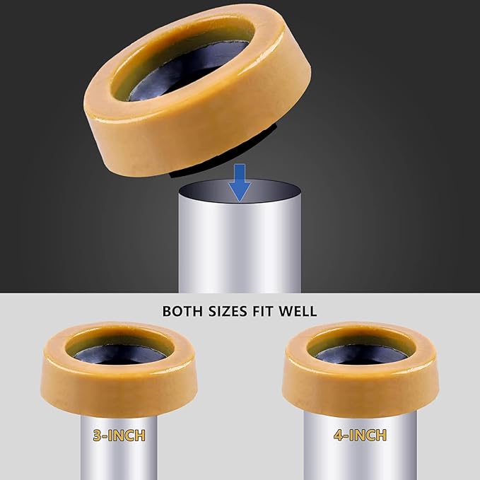 Extra Thick Wax Ring Toilet Kit,with Bolts for Reinstallation of the Toilet,Fits 3-inch or 4-inch Waste Lines(2 PCS)