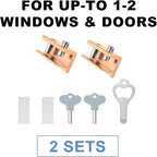 Sliding Window Locks - Adjustable Aluminum Security Locks for Horizontal & Vertical Windows (2 Sets Gold)
