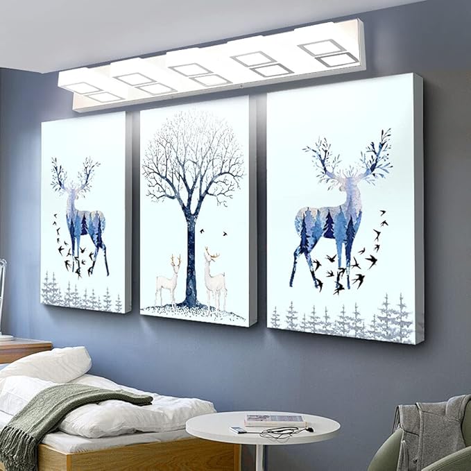 Ralbay Modern Chrome Bathroom Lights with 5 LEDs - Acrylic Finish Over Mirror, Natural White Light