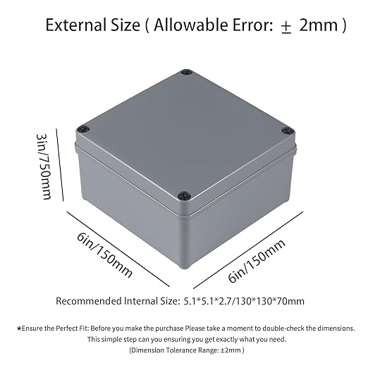 4 Pack Junction Box-6" x 6" x 3" IP65 ABS Plastic Dustproof Waterproof Electrical Box Project Junction Conduit Box for Electrical Outdoor Enclosure