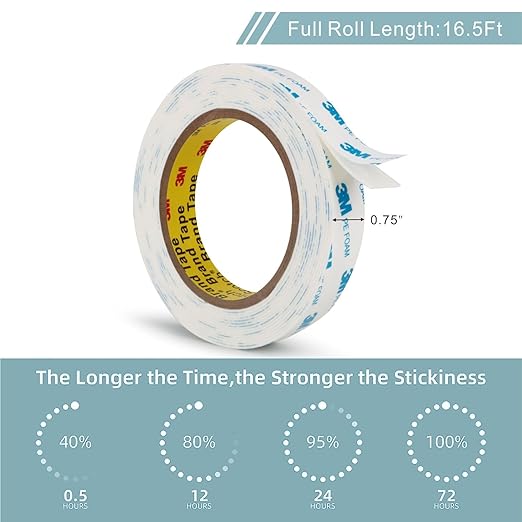 3M Double Sided Tape PE Foam Tape 0.75"×16.5Ft 2 Pack Strong Permanent Adhesive Tape Heavy Duty Waterproof for Home Office Decor Crafts Arts DIY Paint Picture Poster