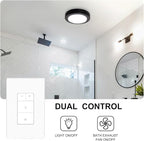 Akicon Dimmer Switch for Exhaust Fan with Light, Single Pole Fan Light Switch, Neutral Wire Needed, White