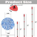 Spin Mop Replace Head, Base, Handle Compatible with O Cedar EasyWring RinseClean Microfiber Spin Mop, 4 Microfiber Mop Refills, 1 Triangle Mop Base and 58in Mop Handle (Blue (2-Tank System))