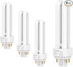 SLEEKLIGHTING 26 Watt T4 Double Tube CFL 4 pin G24q-3 Base Light Bulb 2700K 1500lm -UL Listed,Compact Fluorescent -Warm White Light 4pack