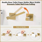 TNOMS 5-Piece Towel Bar Set Brushed Gold Bathroom Hardware Accessories Set Includes Upgraded Double Base Toilet Paper Holder,Modern Square Towel Holder Set Stainless Steel Wall Mount 23.6 Inch