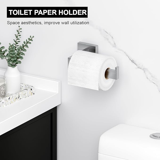 5-Pieces Brushed Nickel Bathroom Accessories Set, 23.6 Inch Bath Towel Bar Set, Stainless Steel Bathroom Hardware Set, Towel Racks for Bathroom Wall Mounted.