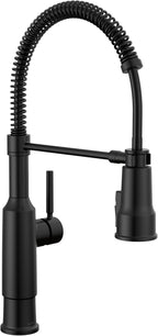 Delta Theodora Pro Style Commercial Kitchen Faucet with Pull Down Sprayer, Single Hole Matte Black Kitchen Sink Faucet, Single Handle, Matte Black 18804Z-BL-DST