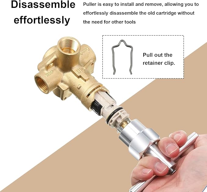 Shower Cartridge Replacement Compatible with Moen 1222, Brass Stem, Pressure-Balanced, Includes Retaining Clip and Disassembly Tool, for One-Handle Posi-Temp Tub & Shower Faucet (1-Pack)