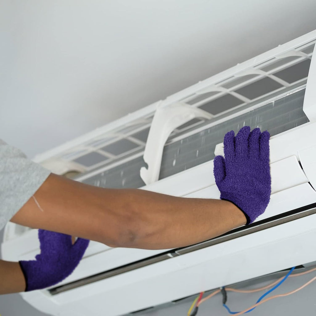 Patelai 3 Pairs Microfiber Plant Dusting Gloves Leaf Cleaning Gloves for Indoor Plants, Blinds, Furniture, House (Small,Purple, Rose Red, Black)