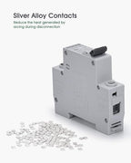 AC Miniature Circuit Breaker, 16 Amp 120V/240V 1 Pole DIN Rail Mount Circuit Breaker, Thermal Magnetic Trip, Solar AC Disconnect Switch MCB C16