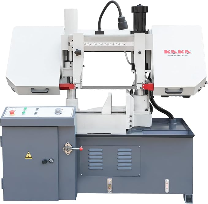 KAKA Industrial Metal Band Saw11 Inch Capacity Double Column Band Saw with 45° Rotating Head Hydraulic Downfeed Variable Speed Metal Cutting Bandsaw TBK-11A