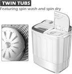 Giantex Portable Washing Machine, 13lbs Washer and Spinner Combo, Semi-Automatic Laundry Clothes Machine, Compact Twin Tub Mini Washer for Apartment Camping Dorms RV