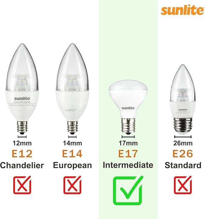 Sunlite Incandescent C9 Colored Night Light Bulb, 7 watts, 120 Volts, Intermediate E17 Screw Base, 2000 Rated Hours, Christmas-Lights Nightlight, Red, 25 Pack