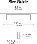 Alzassbg 10 Pack Matt Gold Cabinet Pulls, 3-3/4 Inch(96mm) Hole Centers Rectangle Cabinet Handles Kitchen Pulls for Drawers and Cabinets AL3051MGP