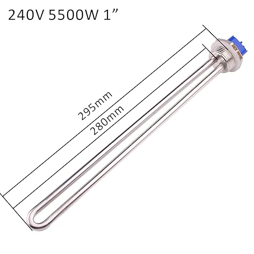 DERNORD 240V 5500W Water Heater Element Screw-in Heating Element High Watt Density (240V 5500W)