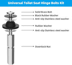 Hibbent 2 PCS Universal Toilet Seat Bolts Kit, Heavy Duty Stainless Steel Toilet Bolts with Extra Long Downlock Nuts Rubber Washers Gaskets, Easy to Install -Bathroom Toilet Repair Screw