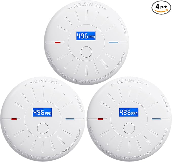 3 Pack 10 Year Battery Operated Smoke Detector and Carbon Monoxide Detector, Travel Portable Photoelectric Fire Co Alarm for Home, Kitchen