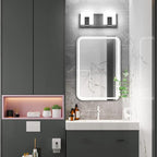 Aipsun 2 Lights Modern Black Vanity Light Up and Down Black Bathroom Lighting Fixtures LED Bathroom Wall Light Over Mirror 6000K