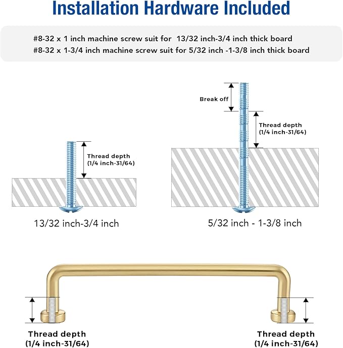 JOY DECOR Cabinet Pulls – 5 Inch Hole Center, Brushed Brass, 5 Pack, Zinc Alloy Cabinet Handles for Drawers & Cupboard – Vintage Style Hardware for Kitchen, Bathroom, Dresser, Furniture Makeover
