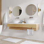 Gold Knurled Texture Wall Sconces 24" Modern Cylinder Bathroom Vanity Lights Fixtures with Clear Striped Glass Shade 2-Lights Indoor Wall Lighting for Living Room Bedroom Kitchen