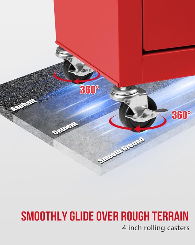 2 in 1 Tool Chest with 8 Drawers, Tool Cart with 7 Organizer Tray Divider Set & Wheels, Large Rolling Tool Box Organizer for Garage, Workshop, Home Crafts