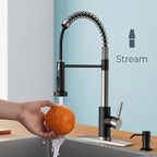 Smart Touch On Kitchen Faucet, 3 Modes Pull Down Sprayer, Sensor Activated, Ceramic Disc Valve, 360-Degree Rotation, 1 or 3 Hole Deck Plate. 10-Year Warranty. (KW-62NR, Brushed Nickel/Black)