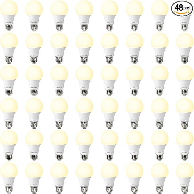 48 Pack A19 LED Bulbs 60W Equivalent, 8W Soft White 2700K LED Light Bulbs, E26 Medium Base, Non-Dimmable, 800 Lumens, Ideal for Bedroom Living Room