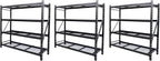 Generic Heavy Duty Member Mark 4-Shelf Industrial Storage Rack in Black, 77"" W x 24"" D x 72"" H (3 PACK)
